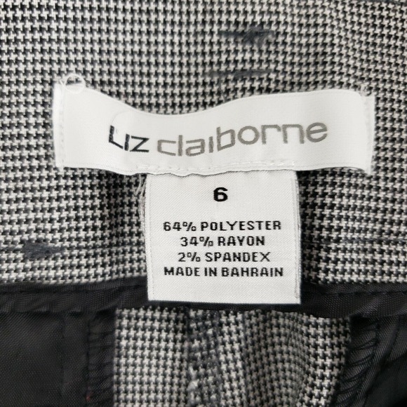Liz Claiborne Womens Black White Mid Rise Flat Front Regular Fit Dress Pant Sz 6 - Picture 5 of 7